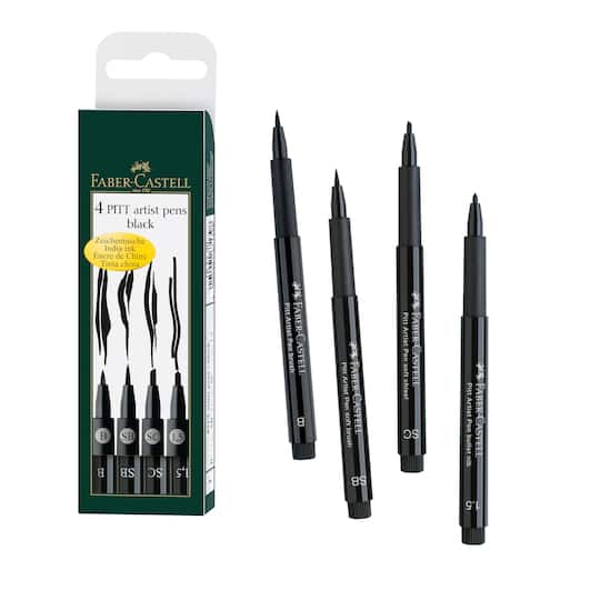 Faber-Castell® PITT® 4 Piece Black Artist Pen Set